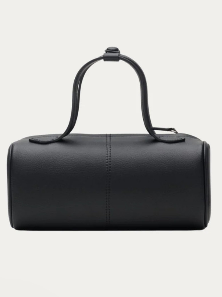 Nwt Freja New York Jane Bag Black Vegan Leather Barrel Shoulder Bag W/ Dust Bag